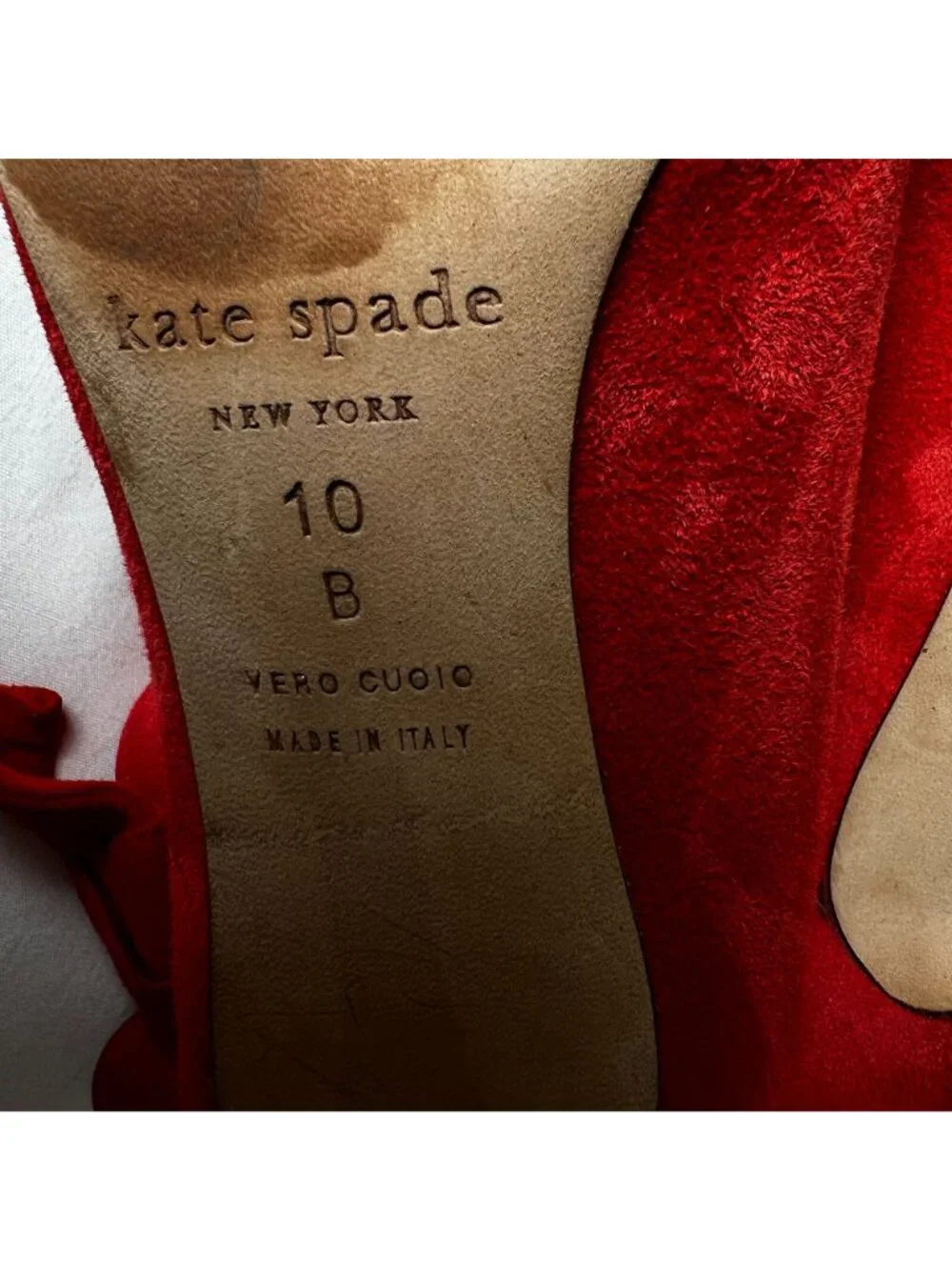 Kate Spade Levie Ankle Strap Bow Suede Stiletto Pumps Red Pointed Toe Size 10